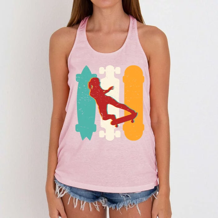 Skater Vintage Retro Style Skateboarding Graphic Great Gift Women's Knotted Racerback Tank