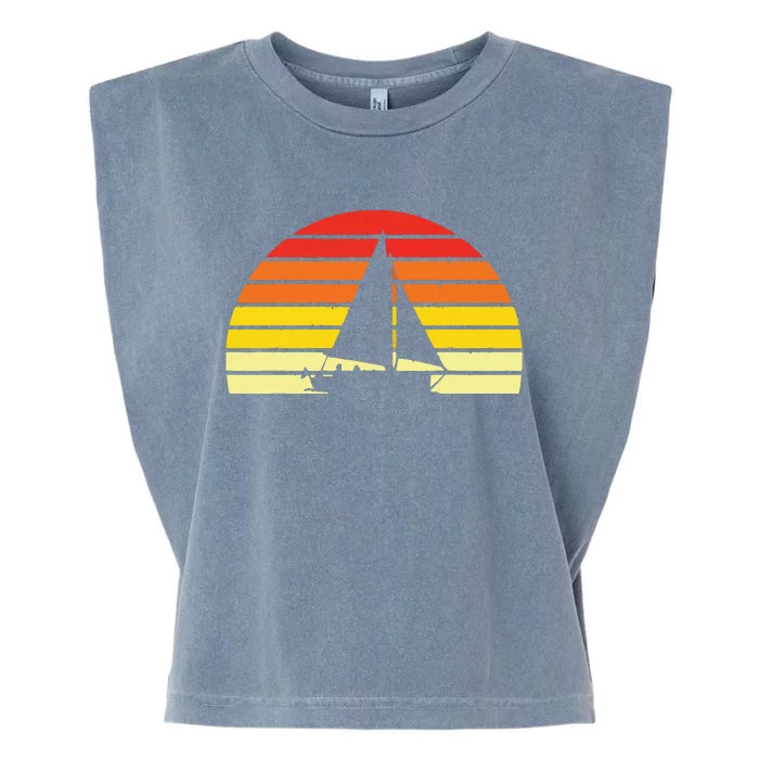 Sailing Vintage Retro Sailboat Boating Boat Sailor Gift Garment-Dyed Women's Muscle Tee