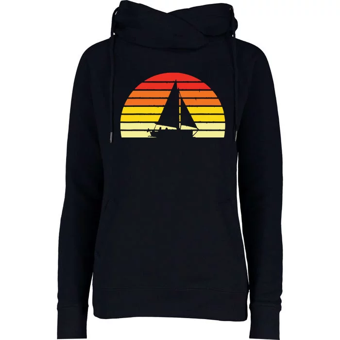 Sailing Vintage Retro Sailboat Boating Boat Sailor Gift Womens Funnel Neck Pullover Hood