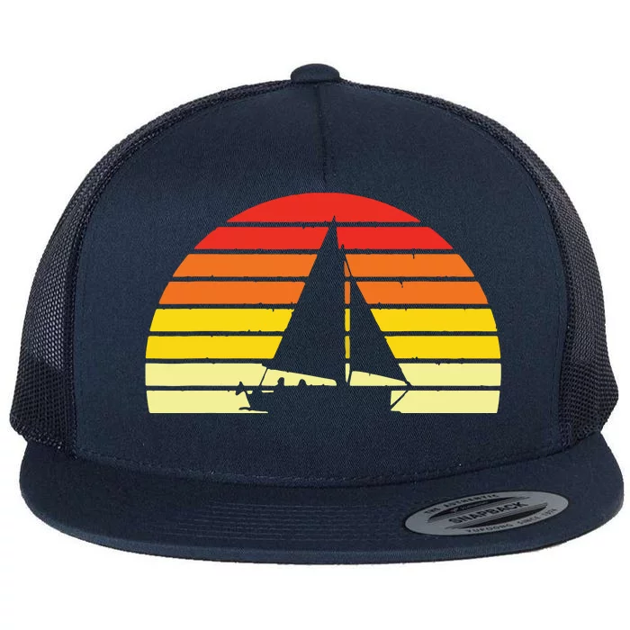 Sailing Vintage Retro Sailboat Boating Boat Sailor Gift Flat Bill Trucker Hat