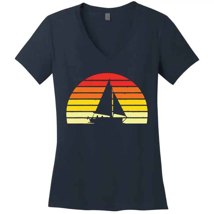 Sailing Vintage Retro Sailboat Boating Boat Sailor Gift Women's V-Neck T-Shirt