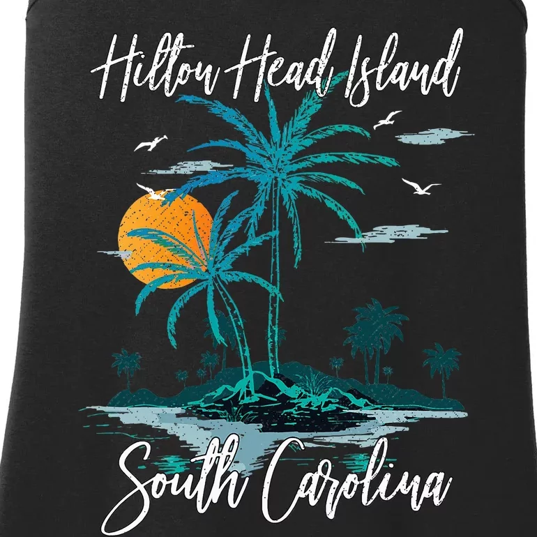 Summer Vacation Retro South Carolina Hilton Head Island Ladies Essential Tank