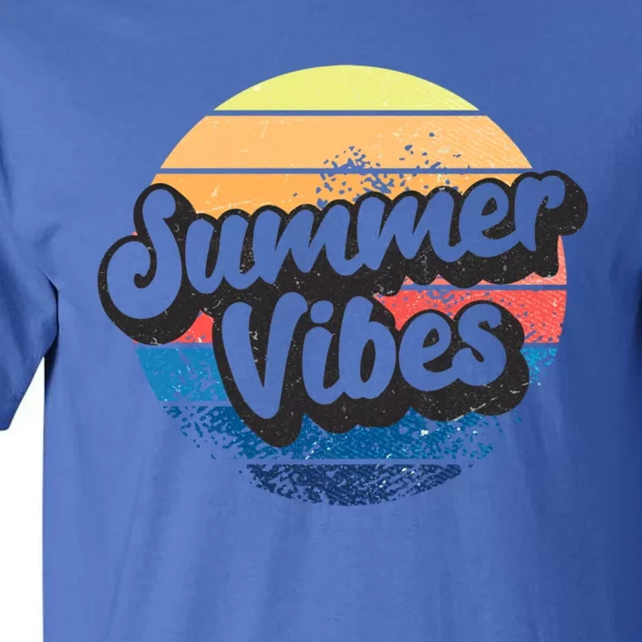 Summer Vibes Retro Distressed Fun Vacay Beach Lake Quote Gift Tall T-Shirt