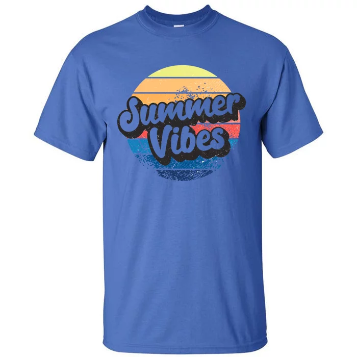 Summer Vibes Retro Distressed Fun Vacay Beach Lake Quote Gift Tall T-Shirt