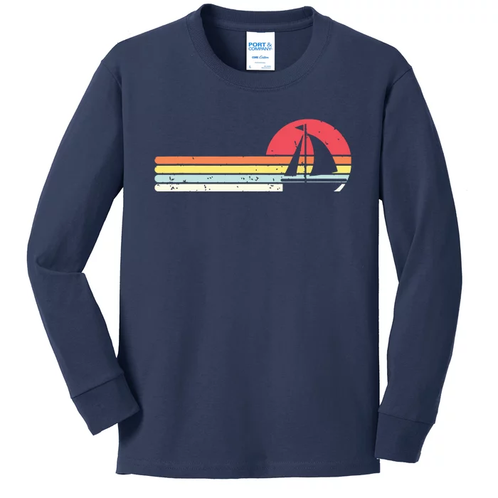 Sailing Vintage Retro Sailboat Boating Boat Sailor Gift Kids Long Sleeve Shirt