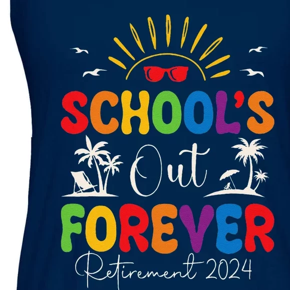 Summer Vacation Retro SchoolS Out Forever Retirement 2024 Ladies Essential Flowy Tank