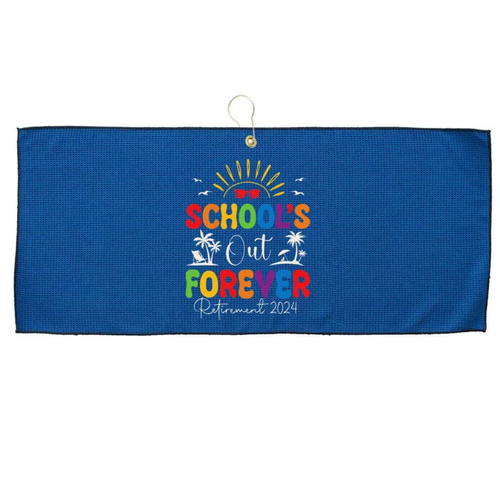 Summer Vacation Retro SchoolS Out Forever Retirement 2024 Large Microfiber Waffle Golf Towel