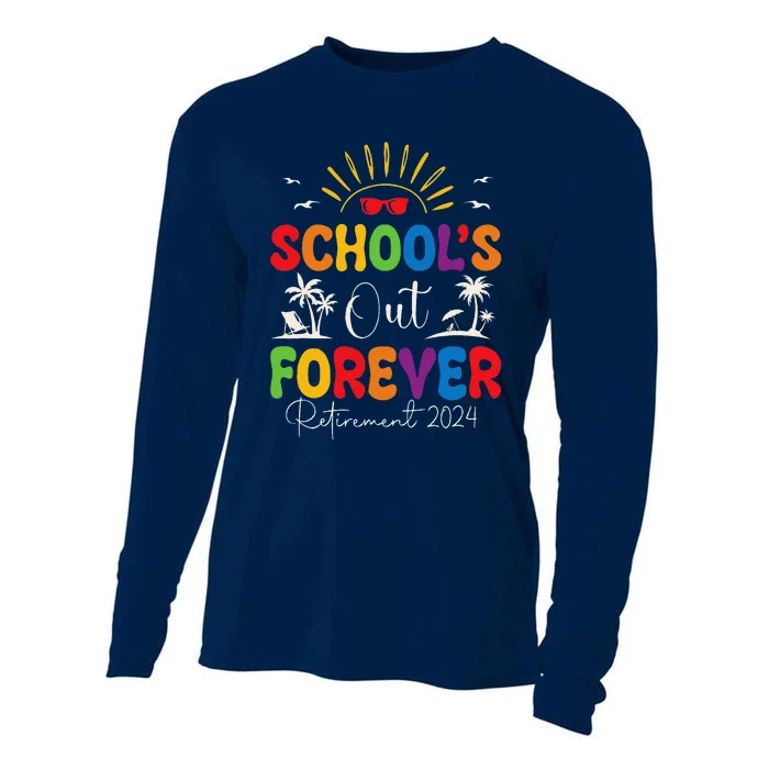 Summer Vacation Retro SchoolS Out Forever Retirement 2024 Cooling Performance Long Sleeve Crew