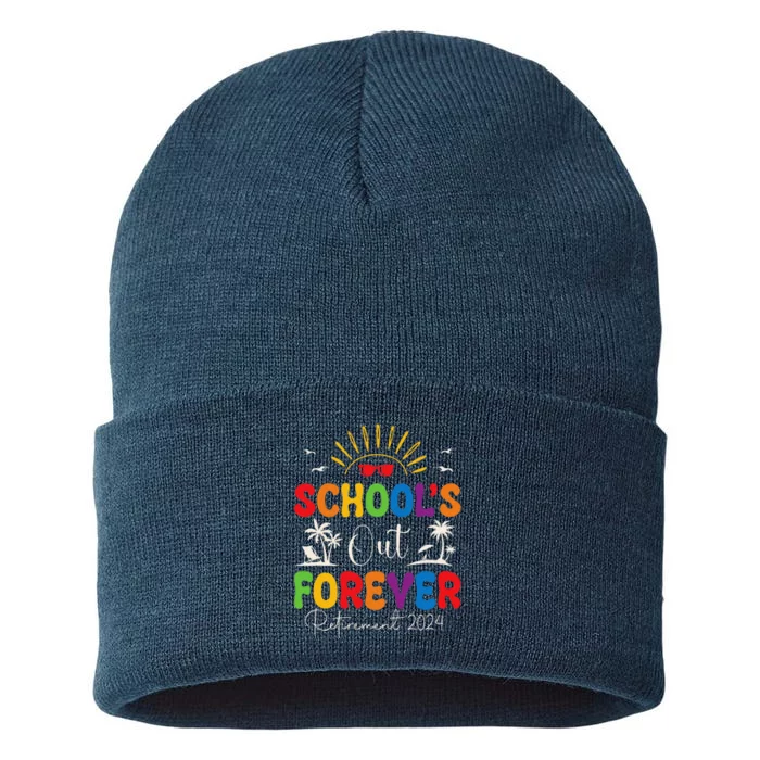 Summer Vacation Retro SchoolS Out Forever Retirement 2024 Sustainable Knit Beanie