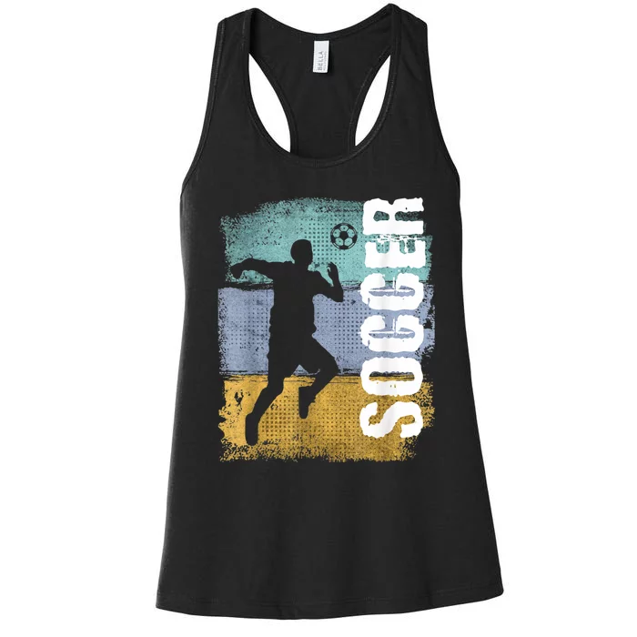 Soccer Vintage Retro Soccer Player Women's Racerback Tank