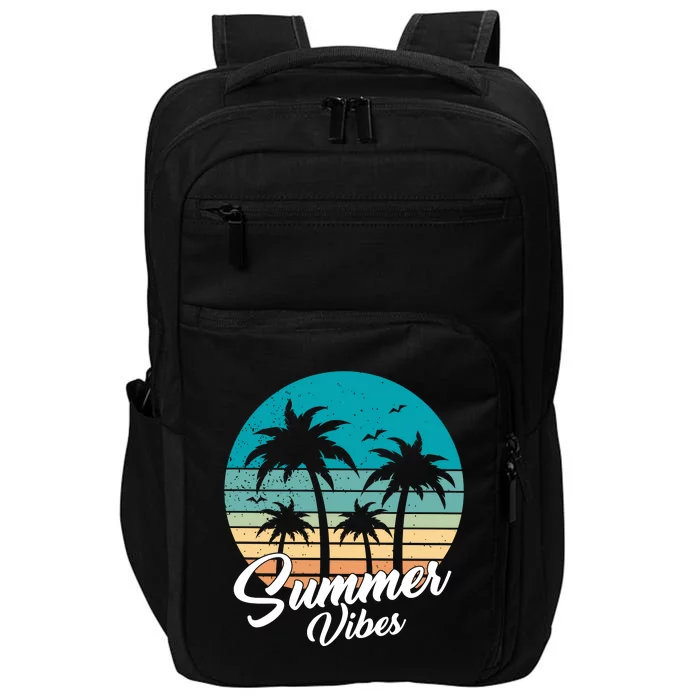 Summer Vibes Retro Sunset Vintage Palm Tree Impact Tech Backpack