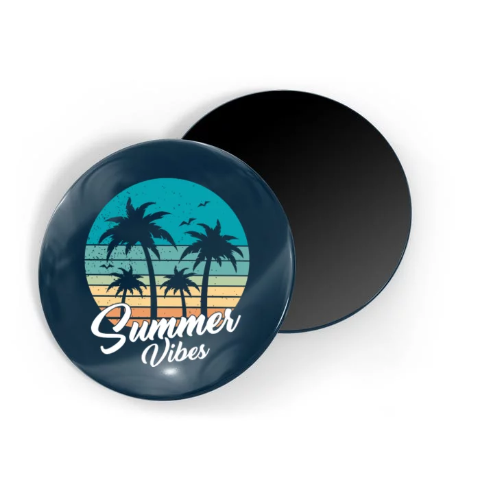 Summer Vibes Retro Sunset Vintage Palm Tree Magnet