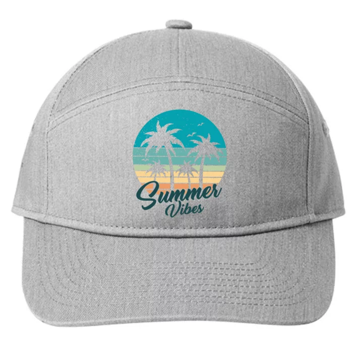 Summer Vibes Retro Sunset Vintage Palm Tree 7-Panel Snapback Hat