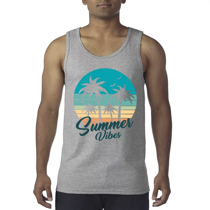 Summer Vibes Retro Sunset Vintage Palm Tree Tank Top