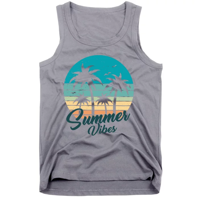 Summer Vibes Retro Sunset Vintage Palm Tree Tank Top