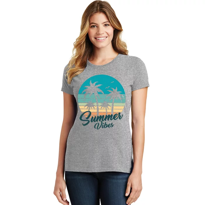 Summer Vibes Retro Sunset Vintage Palm Tree Women's T-Shirt