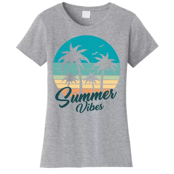 Summer Vibes Retro Sunset Vintage Palm Tree Women's T-Shirt