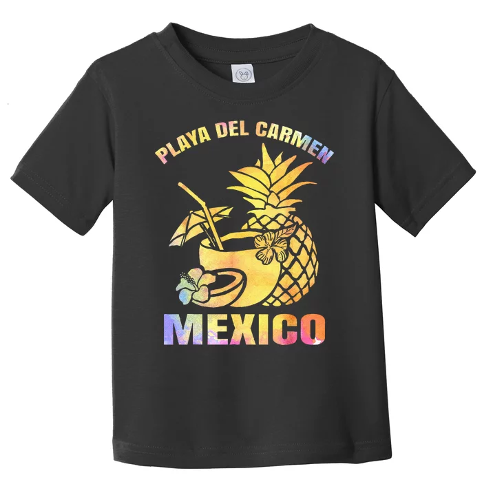 Summer Vacation Retro Sunset Mexico Playa Del Carmen Beach Toddler T-Shirt