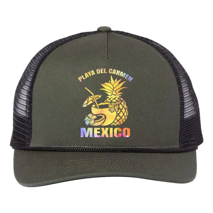 Summer Vacation Retro Sunset Mexico Playa Del Carmen Beach Retro Rope Trucker Hat Cap