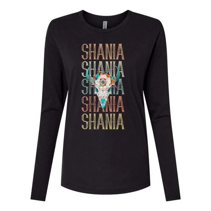 Shania Vintage Retro Womens Cotton Relaxed Long Sleeve T-Shirt