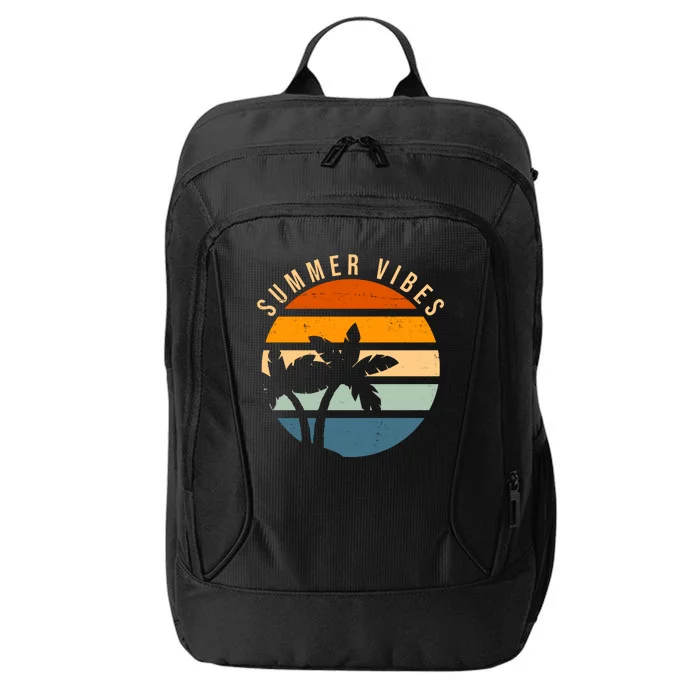 Summer Vibes Retro Sunset Tropical City Backpack