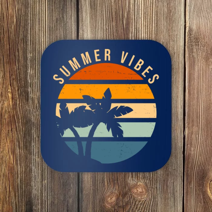 Summer Vibes Retro Sunset Tropical Coaster