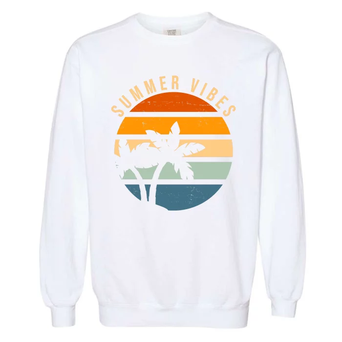 Summer Vibes Retro Sunset Tropical Garment-Dyed Sweatshirt