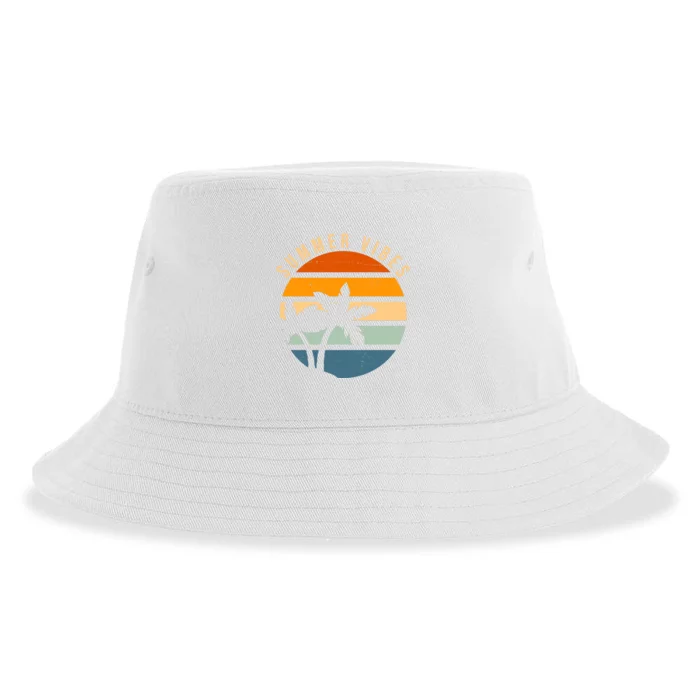 Summer Vibes Retro Sunset Tropical Sustainable Bucket Hat