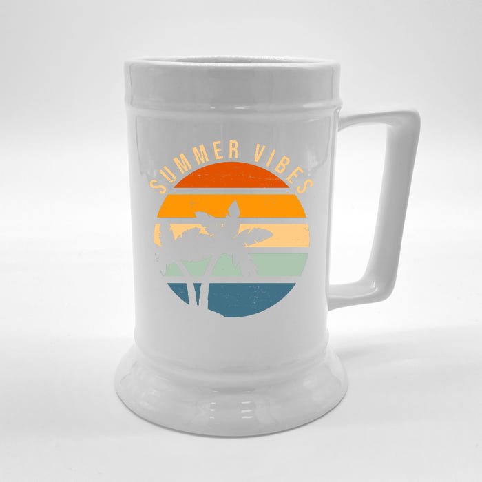 Summer Vibes Retro Sunset Tropical Front & Back Beer Stein