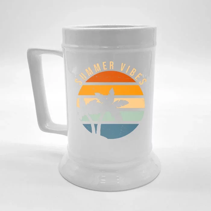 Summer Vibes Retro Sunset Tropical Front & Back Beer Stein