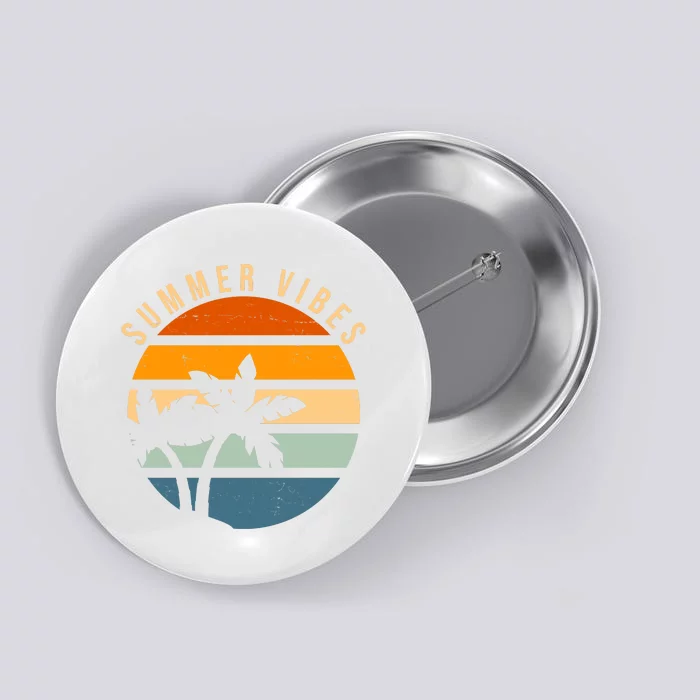 Summer Vibes Retro Sunset Tropical Button