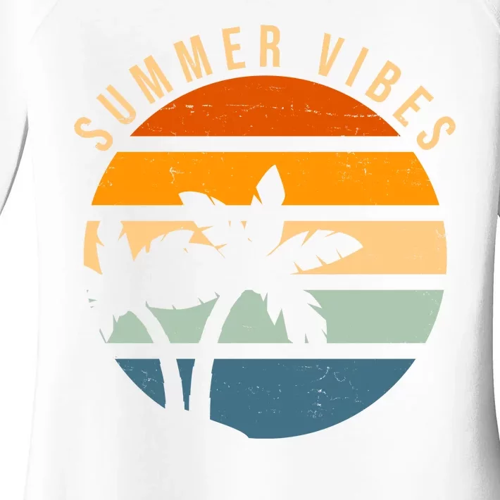 Summer Vibes Retro Sunset Tropical Women's Perfect Tri Tunic Long Sleeve Shirt