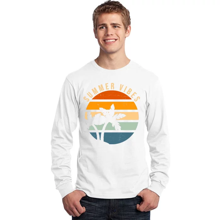 Summer Vibes Retro Sunset Tropical Tall Long Sleeve T-Shirt