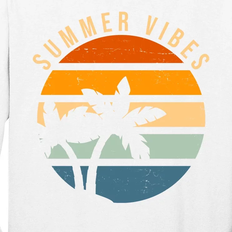 Summer Vibes Retro Sunset Tropical Tall Long Sleeve T-Shirt