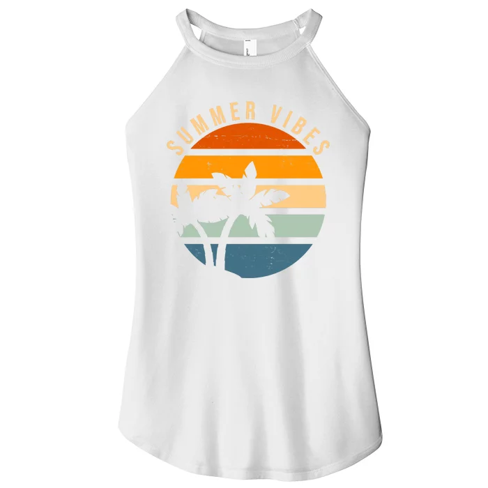 Summer Vibes Retro Sunset Tropical Women’s Perfect Tri Rocker Tank