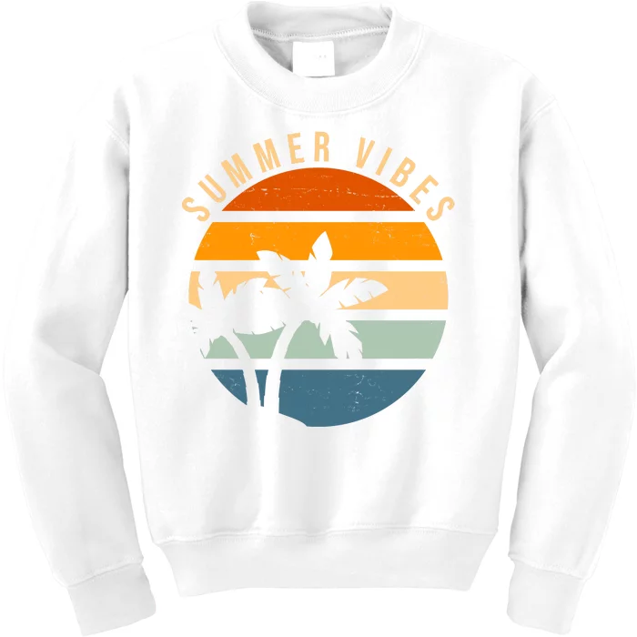 Summer Vibes Retro Sunset Tropical Kids Sweatshirt