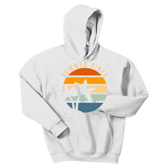 Summer Vibes Retro Sunset Tropical Kids Hoodie