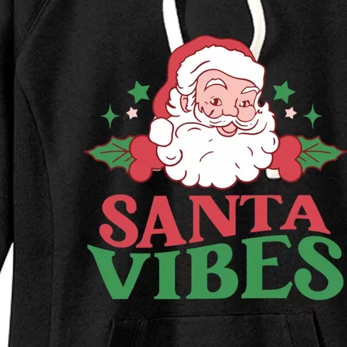 Santa Vibes Retro Christmas Holiday Xmas Pajama Boy Girl Gift Women's Fleece Hoodie