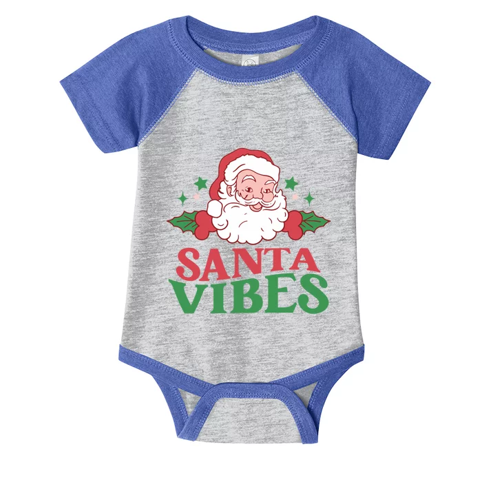 Santa Vibes Retro Christmas Holiday Xmas Pajama Boy Girl Gift Infant Baby Jersey Bodysuit