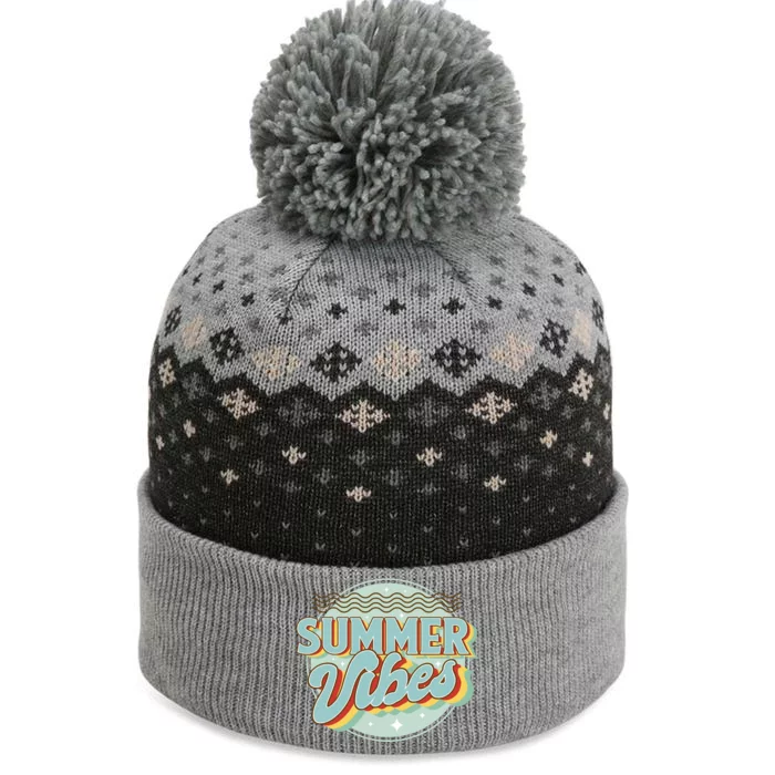 Summer Vibes Retro Cool The Baniff Cuffed Pom Beanie