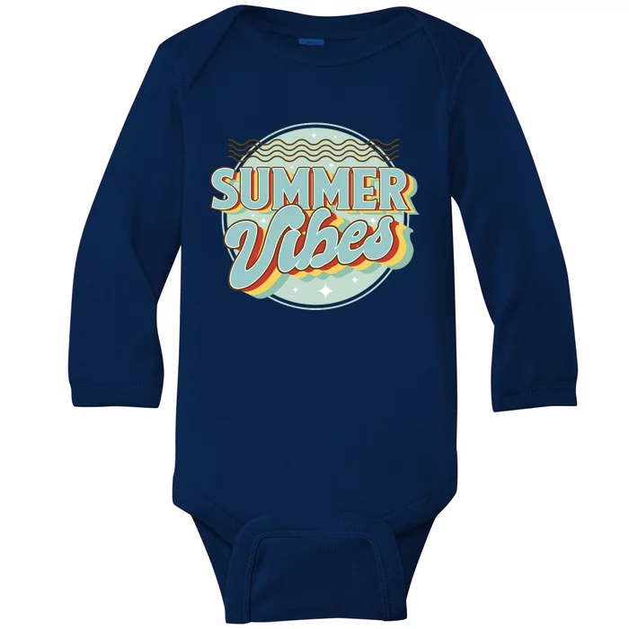 Summer Vibes Retro Cool Baby Long Sleeve Bodysuit