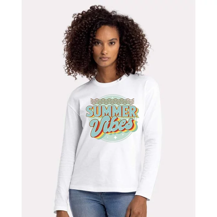 Summer Vibes Retro Cool Womens Cotton Relaxed Long Sleeve T-Shirt