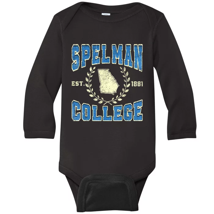 Spelman Vintage Retro College University Athletic Sports Baby Long Sleeve Bodysuit