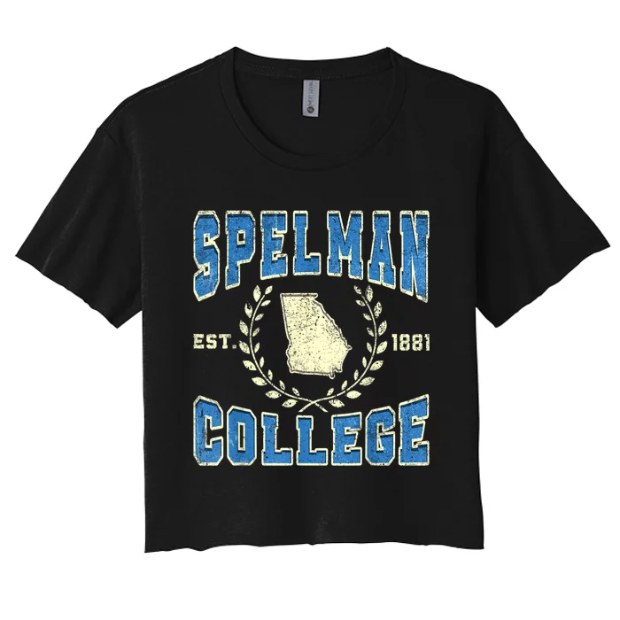 Spelman Vintage Retro College University Athletic Sports Women's Crop Top Tee