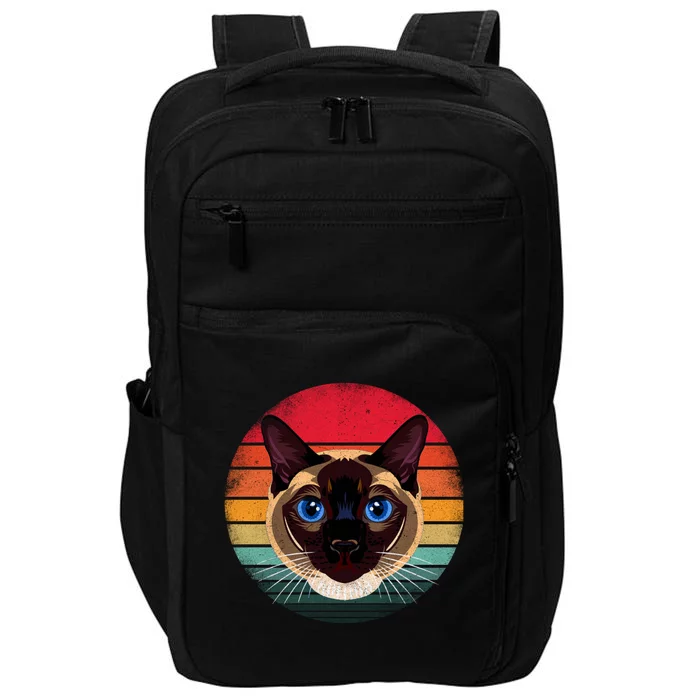 Siamese Vintage Retro Gift Cat Mom Cat Dad Gift Impact Tech Backpack