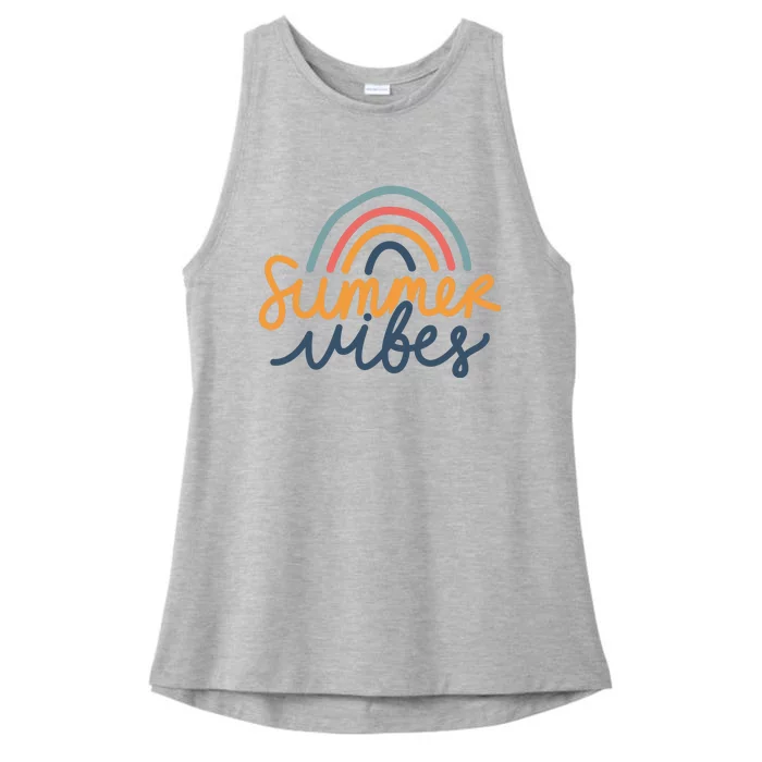 Summer Vibes Rainbow Cute Ladies Tri-Blend Wicking Tank