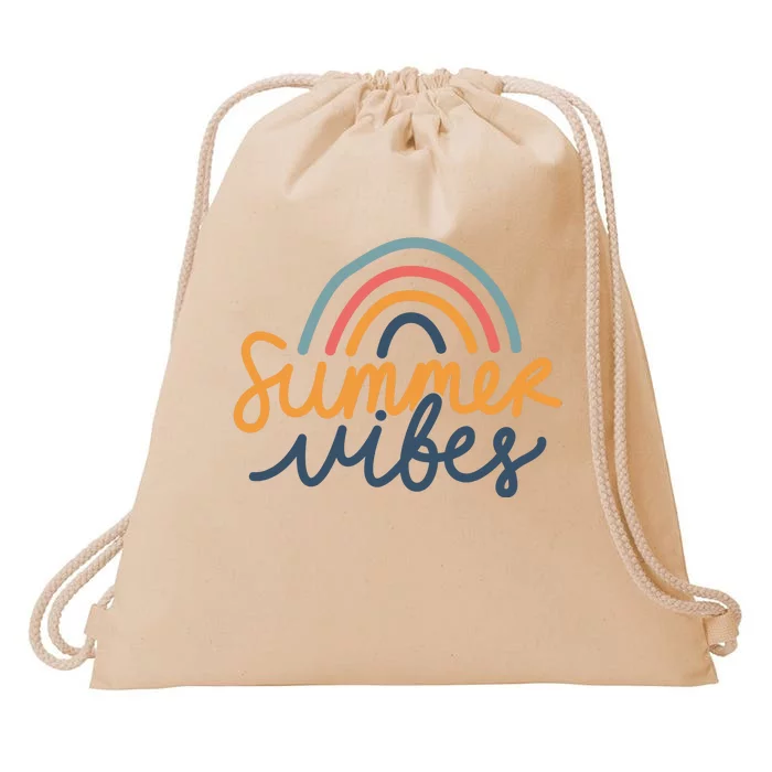 Summer Vibes Rainbow Cute Drawstring Bag