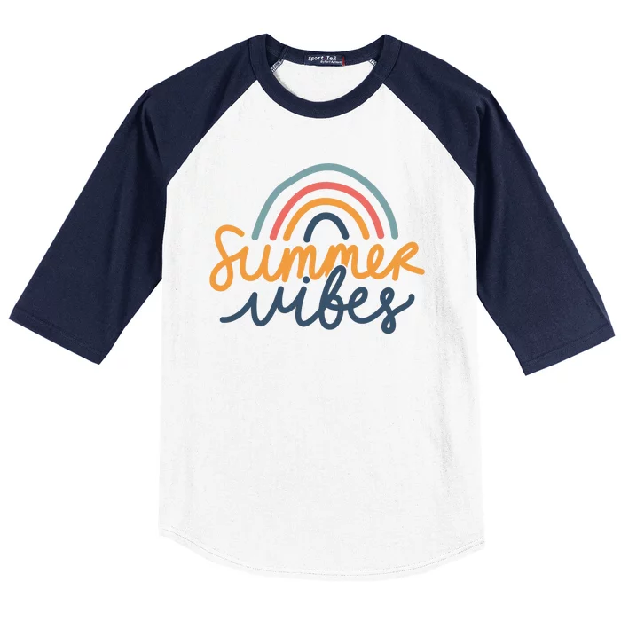 Summer Vibes Rainbow Cute Baseball Sleeve Shirt