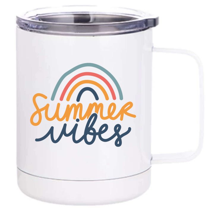 Summer Vibes Rainbow Cute Front & Back 12oz Stainless Steel Tumbler Cup