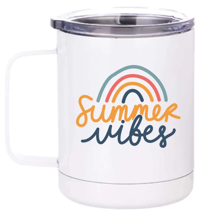 Summer Vibes Rainbow Cute Front & Back 12oz Stainless Steel Tumbler Cup